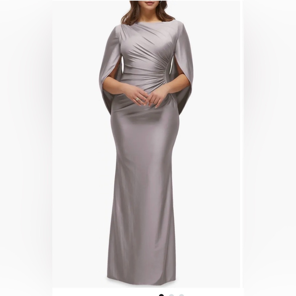 Cape Sleeve Satin Gown
After Six